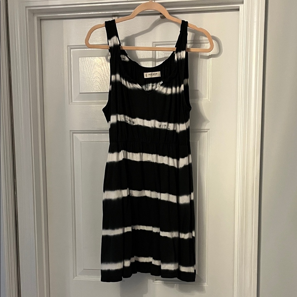 Lucky Brand Black and White Tie-Dye Dress